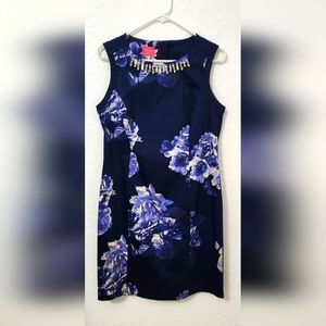 Joules Great Britain Women's Blue Floral Jewelled Dress.  Size US 8. UK 12
